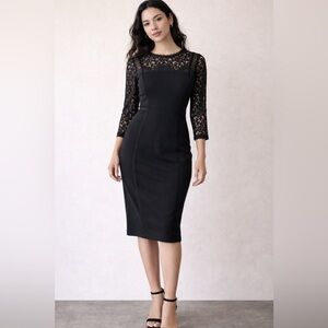 Rebecca Taylor Black Lace Cocktail Dress NWT Sz 0 Designer Sheath Formal Evening